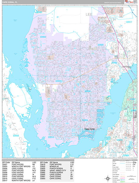 Cape Coral Wall Map